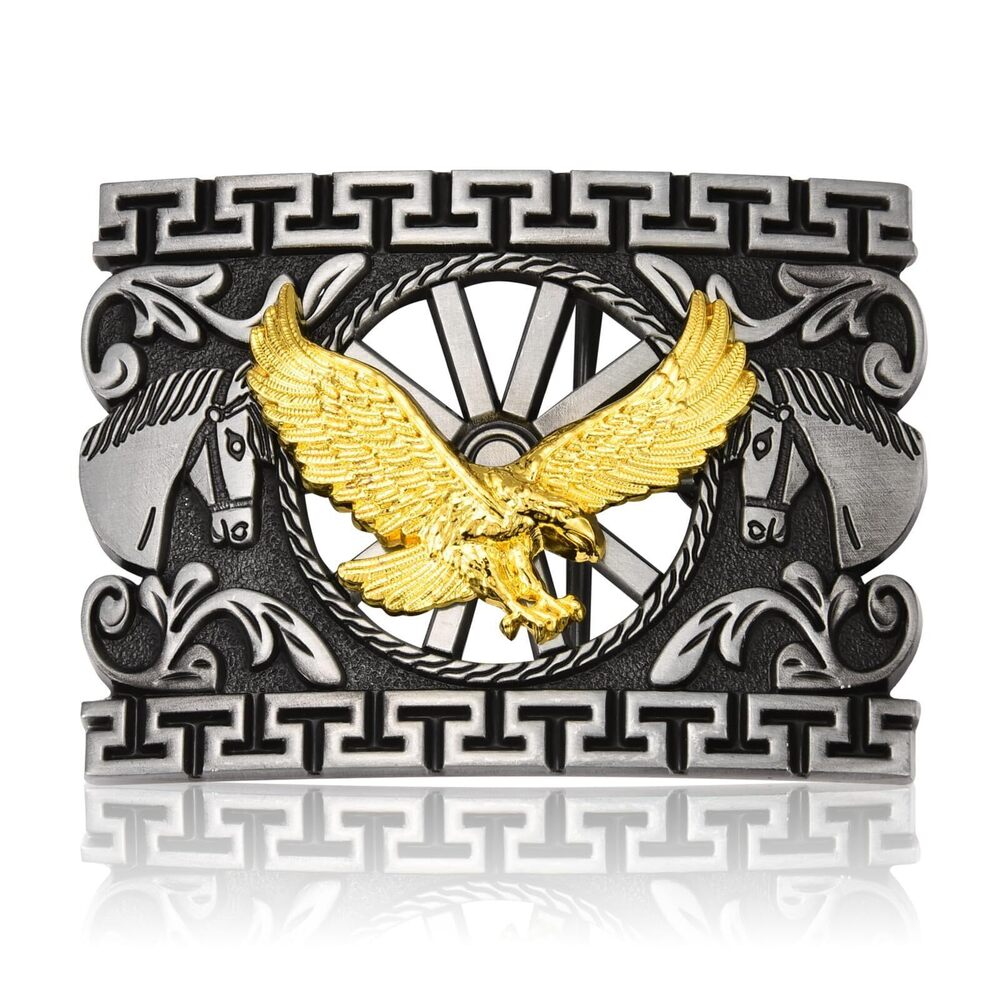 8612 Western Cowboy Belt Buckle , Golden Eagle Belt Buckles Teen Husband